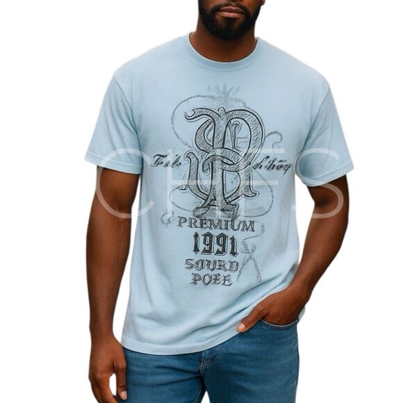SOUTH POLE T-Shirt Lt Blue Graphic Spell Out Crystal Embellished Extra Large XL - Picture 1 of 6